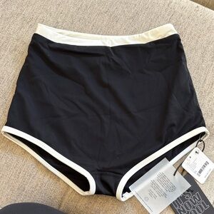 It’s Now cool Black High-Waisted Swim Bottoms with White Trim